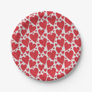Valentinstag Hochzeit Roter Glitzer Herz Pappteller