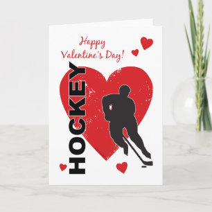Valentinstag Hockeyherzen (männlich) Grußkarte Feiertagskarte