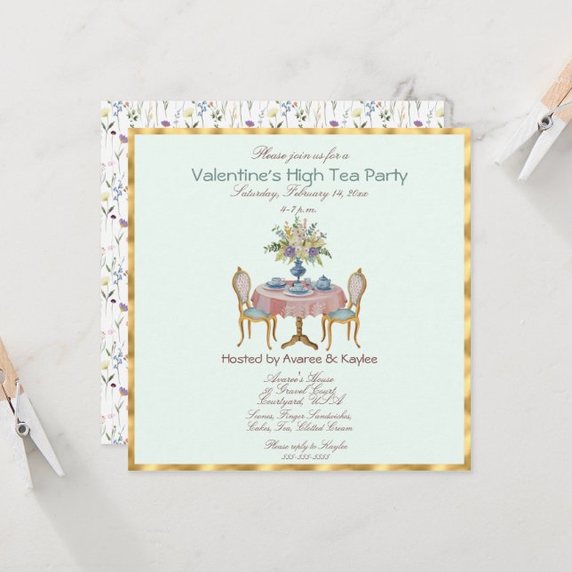 Valentinstag Hoher Tee Party (Vorderseite/Rückseite Beispiel)