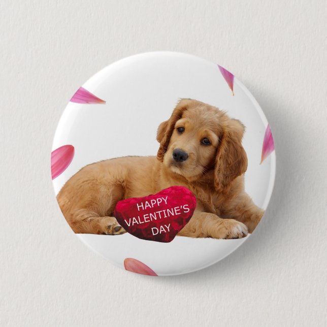 Valentinstag Hund Foto Button (Vorderseite)