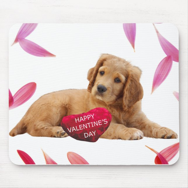 Valentinstag Hund Foto Herzmuskel Mousepad (Vorne)