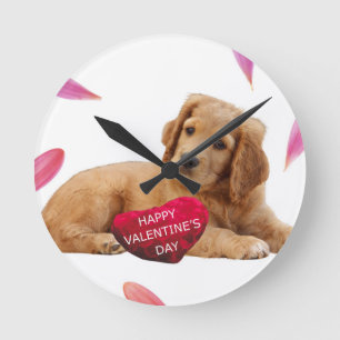 Valentinstag Hund Foto Runde Wanduhr