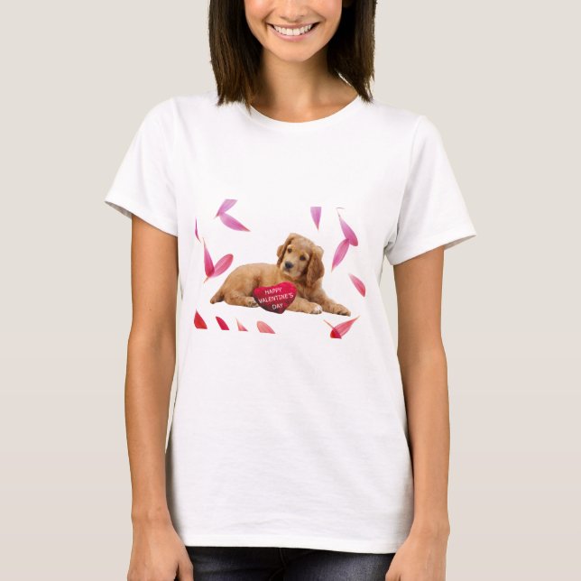 Valentinstag Hund Foto T-Shirt (Vorderseite)