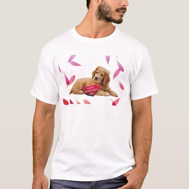 Valentinstag Hund Foto T-Shirt (Vorderseite)