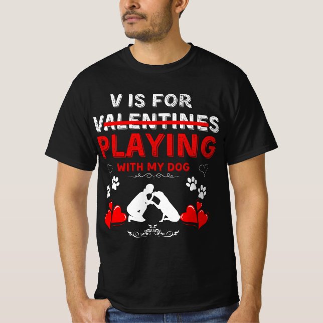 Valentinstag Hund Lover T-Shirt - Celebating Canin (Vorderseite)