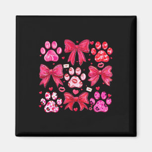 Valentinstag Hund Pfote Rosa Kokette Schleife Haus Magnet