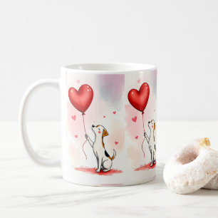 Valentinstag-Hund rote Herzen Tassen