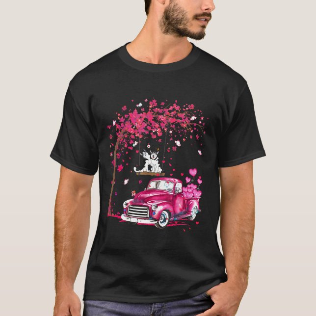 Valentinstag-Huskies unter den Baumherzen T-Shirt (Vorderseite)