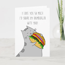 Valentinstag I Liebe Sie Karte: Kitty & a Burger Feiertagskarte