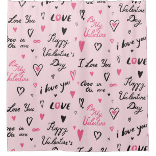 Valentinstag: "I Liebe You" Hintergrund. Duschvorhang