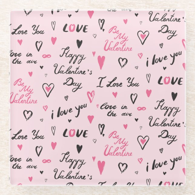 Valentinstag: "I Liebe You" Hintergrund. Glasuntersetzer (Vorderseite)