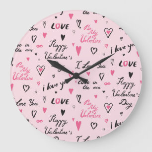 Valentinstag: "I Liebe You" Hintergrund. Große Wanduhr