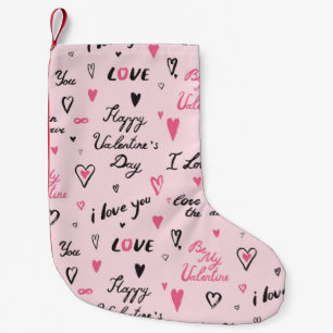 Valentinstag: "I Liebe You" Hintergrund. Kleiner Weihnachtsstrumpf