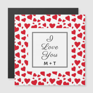 Valentinstag I Liebe You Red Hearts Personalisiert Magnetkarte