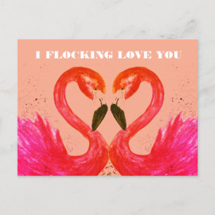 Valentinstag Ich liebe dich Flamingo Vögel Postkarte