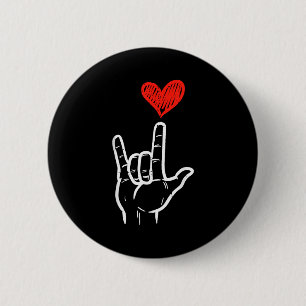 Valentinstag Ich Liebe Dich Handzeichen Asl Herz F Button