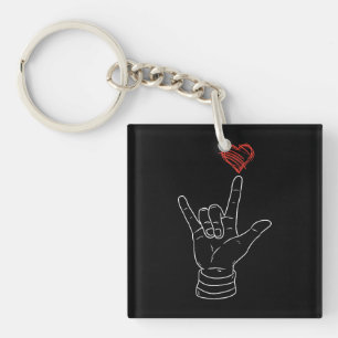 Valentinstag Ich Liebe Dich Handzeichen ASL Herz Schlüsselanhänger