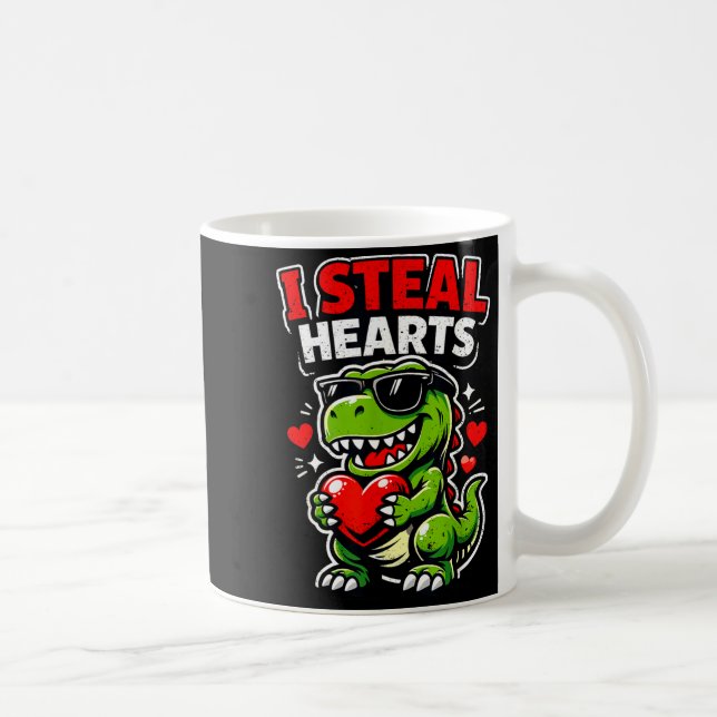 Valentinstag Ich stehle Herzen T-Rex  Kaffeetasse (Rechts)
