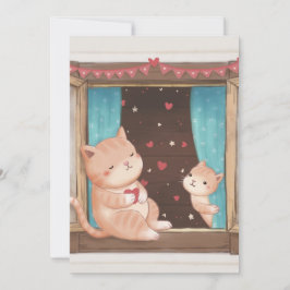 Valentinstag: Illustration über Katzen und Herzen Einladung