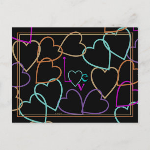 Valentinstag im farbenfrohen Herz Gruß Postkarte