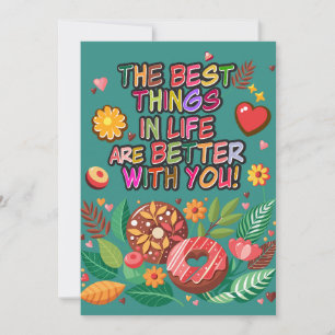 Valentinstag im Klassenzimmer Boho Donuts und Blum Feiertagskarte