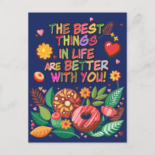 Valentinstag im Klassenzimmer Boho Donuts und Blum Feiertagspostkarte