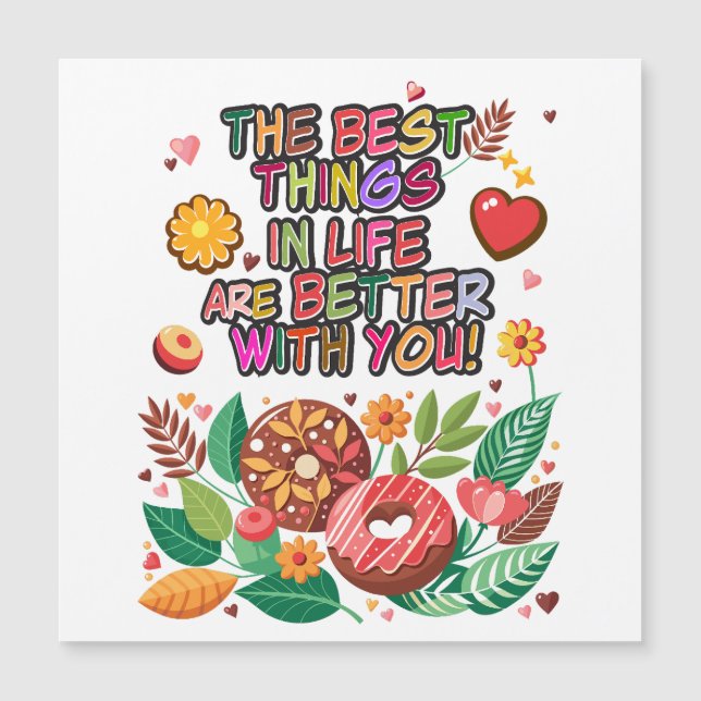 Valentinstag im Klassenzimmer Boho Donuts und Blum Magnetkarte (Vorderseite)