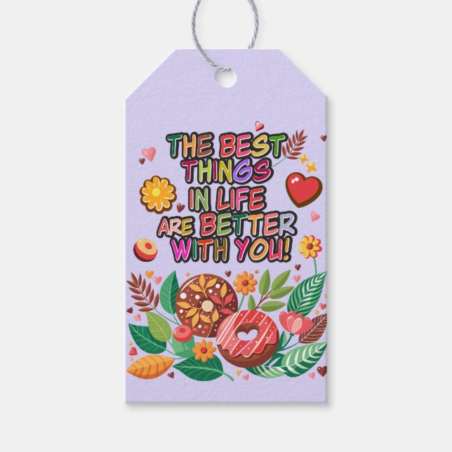 Valentinstag im Klassenzimmer Donut Blume personal Geschenkanhänger (Vorderseite)