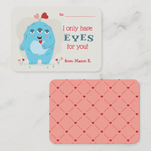Valentinstag im Klassenzimmer für Boy Monster Card Mitteilungskarte