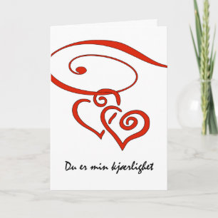 Valentinstag im Norwegischen, wirbelnde Herzen Feiertagskarte