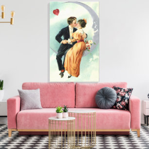 Valentinstag im viktorianischen Stil: Kuss auf dem Leinwanddruck