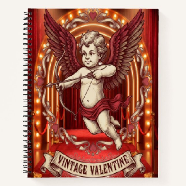 Valentinstag im Vintage-Stil  Notizbuch (Vorderseite)