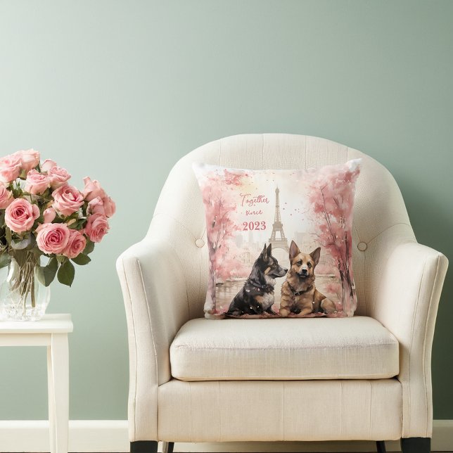 Valentinstag in Paris - Paar Hunde - Kissen (Von Creator hochgeladen)