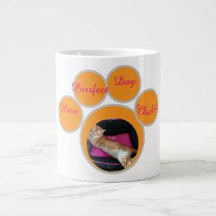 Valentinstag Ingwerkatzen-Pfotenabdruck-Foto Jumbo-Tasse