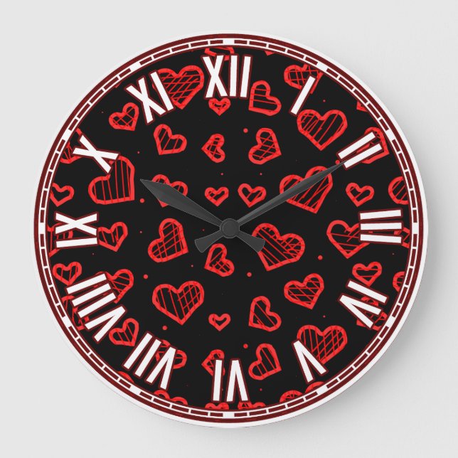Valentinstag Inspiriertes Design Große Wanduhr (Vorderseite)
