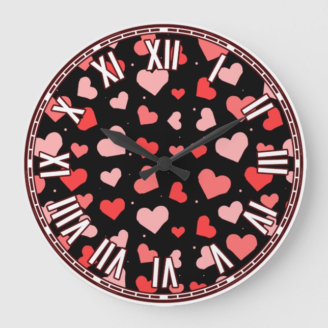 Valentinstag Inspiriertes Design Große Wanduhr (Vorderseite)