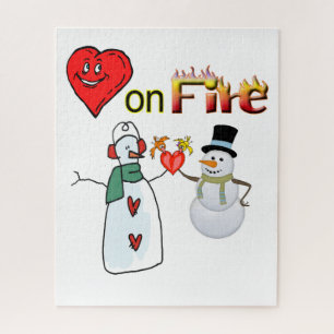 Valentinstag Jigsaw Puzzle Hearts Fire Snowman