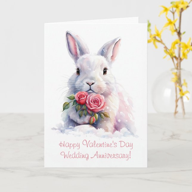 Valentinstag Jubiläum Niedlich Bunny Karte (Gelbe Blume)
