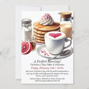 Valentinstag Kaffee & Pancakes Einladung