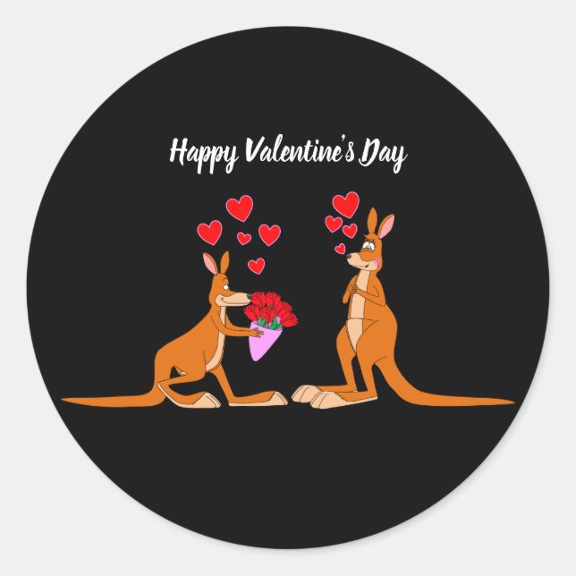 Valentinstag Kangaroos Runder Aufkleber (Vorderseite)