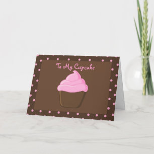Valentinstag-Karte Brauner und rosa Cupcake Feiertagskarte