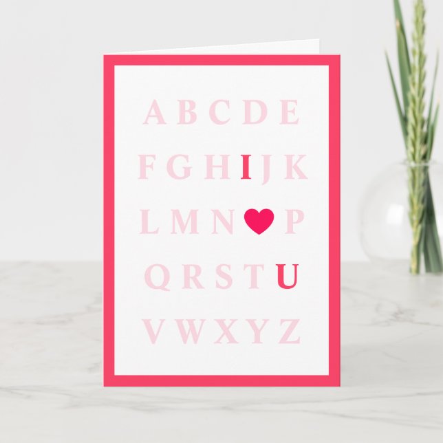 Valentinstag-Karte des niedlichen Alphabet Kids Dankeskarte (Vorderseite)