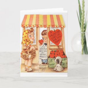 Valentinstag-Karte des Vintagen Shoppers Feiertagskarte
