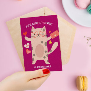 Valentinstag-Karte für das Klassenzimmer Süße Katz Mitteilungskarte