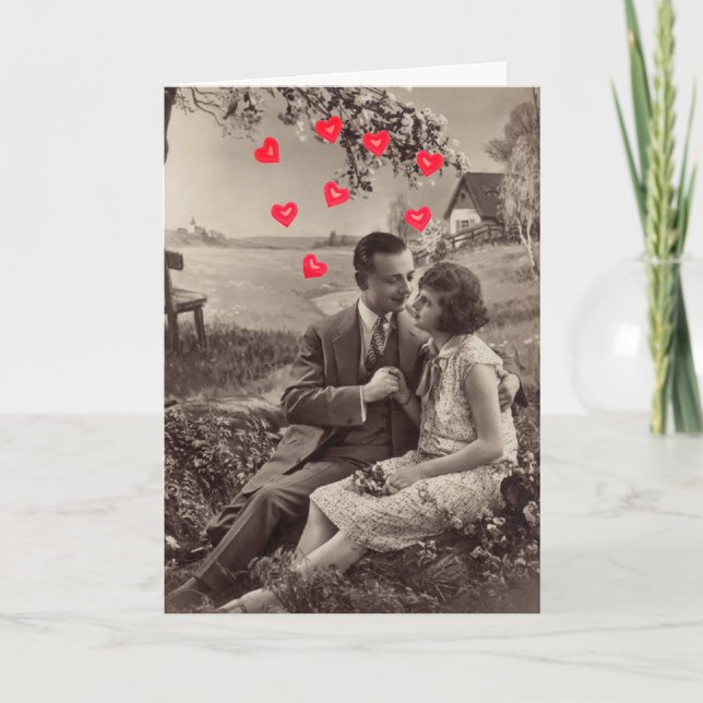 Valentinstag-Karte für Vintage Liebhaber Feiertagskarte (Vorderseite)