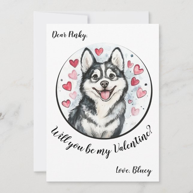 Valentinstag-Karte Husky Feiertagskarte (Vorderseite)