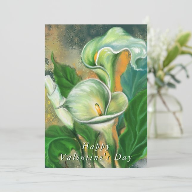Valentinstag-Karte mit Calla Lily-Blume (Stehend Vorderseite)