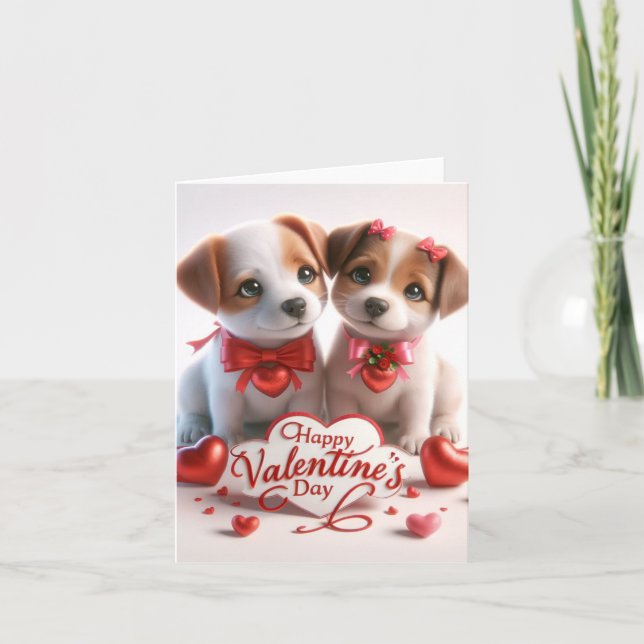 Valentinstag-Karte mit Hunden Dankeskarte (Vorderseite)