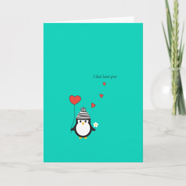Valentinstag-Karte - Niedliche Pinguin-Illustratio Feiertagskarte (Vorderseite)