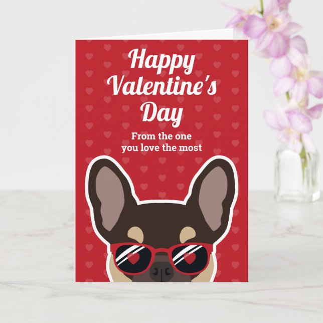 Valentinstag-Karte von Brown Tan French Bulldog Karte (Orchidee)
